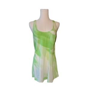 Bebe Green White Tie Dye Tank Top Small Y2K Flowy Summer Beachy Chic